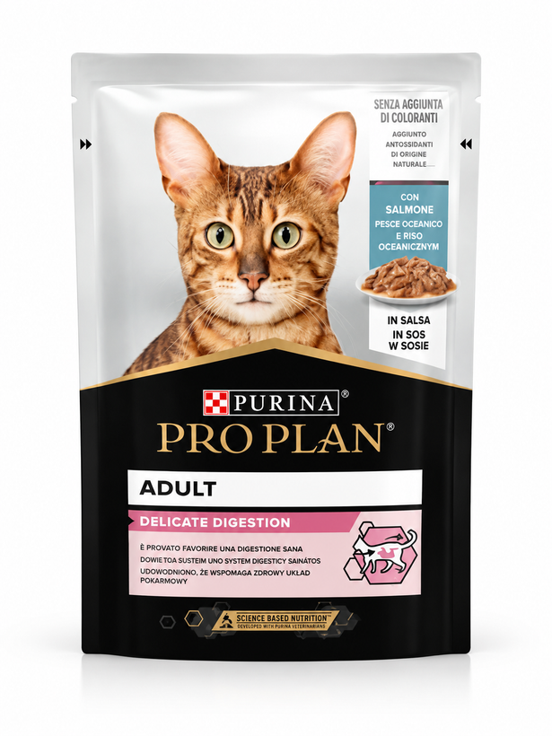 پوچ گربه پروپلن Purina Pro Plan Adult Delicate Digestion با طعم سالمون اقیانوسی در سس ۸۵ گرمی